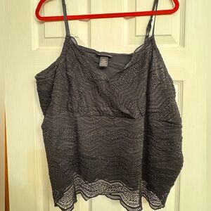 Lane Bryant Dark Charcoal Lace Crochet Camisole
